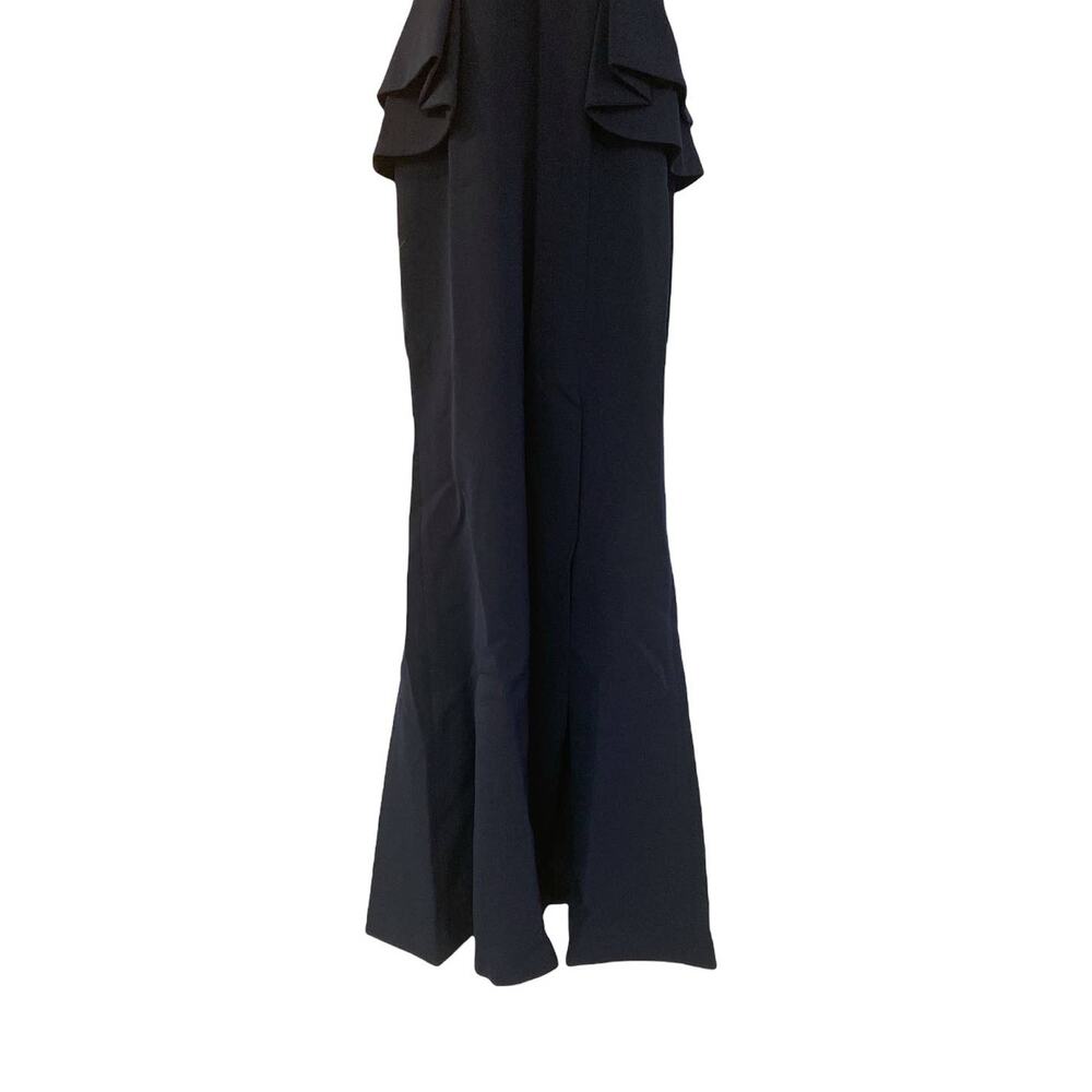 Vince Camuto Peplum Fluted Halter Gown Navy Formal Maxi Prom MOB Black Tie Dress - Picture 8 of 11